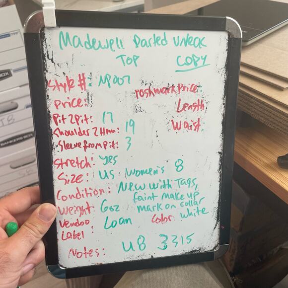 Madewell Darted V Neck Short Sleeve 100% Cotton Trendy Top US Women's 8 New - Picture 7 of 7